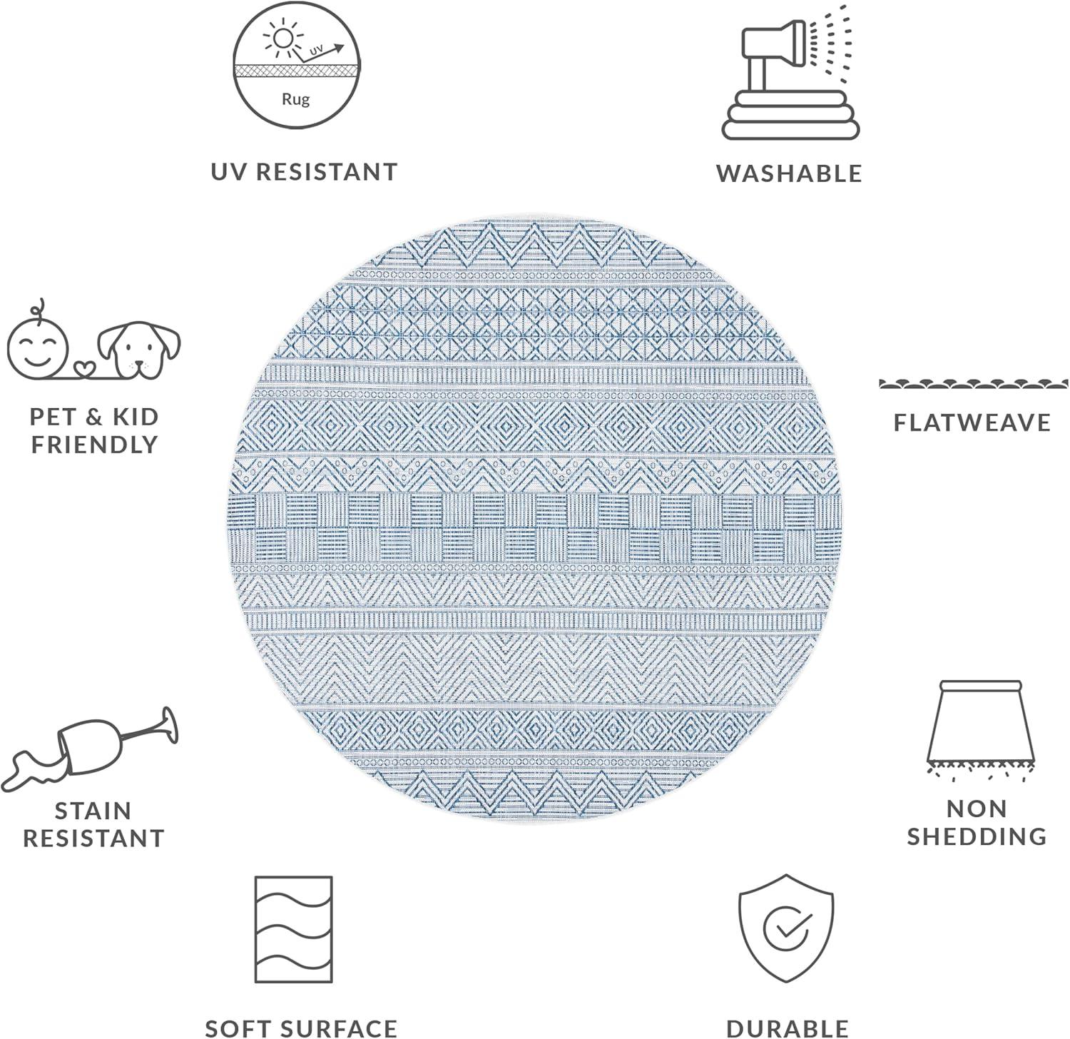 image:imageSAFAVIEH Washable Rug Outdoor Courtyard Collection 53 x 77 Black amp Grey NonShedding amp Easy Cleaning Ideal for Patio Backyard Mudroom CY819637612IvoryNavy