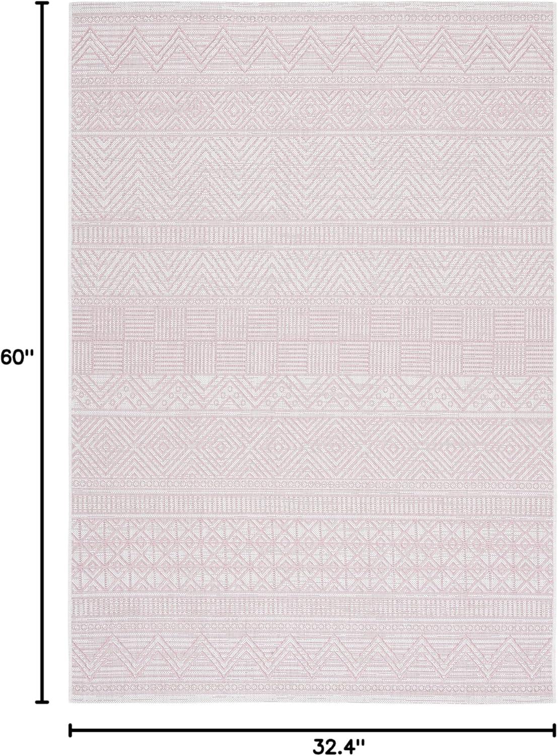 image:imageSAFAVIEH Washable Rug Outdoor Courtyard Collection 53 x 77 Black amp Grey NonShedding amp Easy Cleaning Ideal for Patio Backyard Mudroom CY819637612IvoryPink