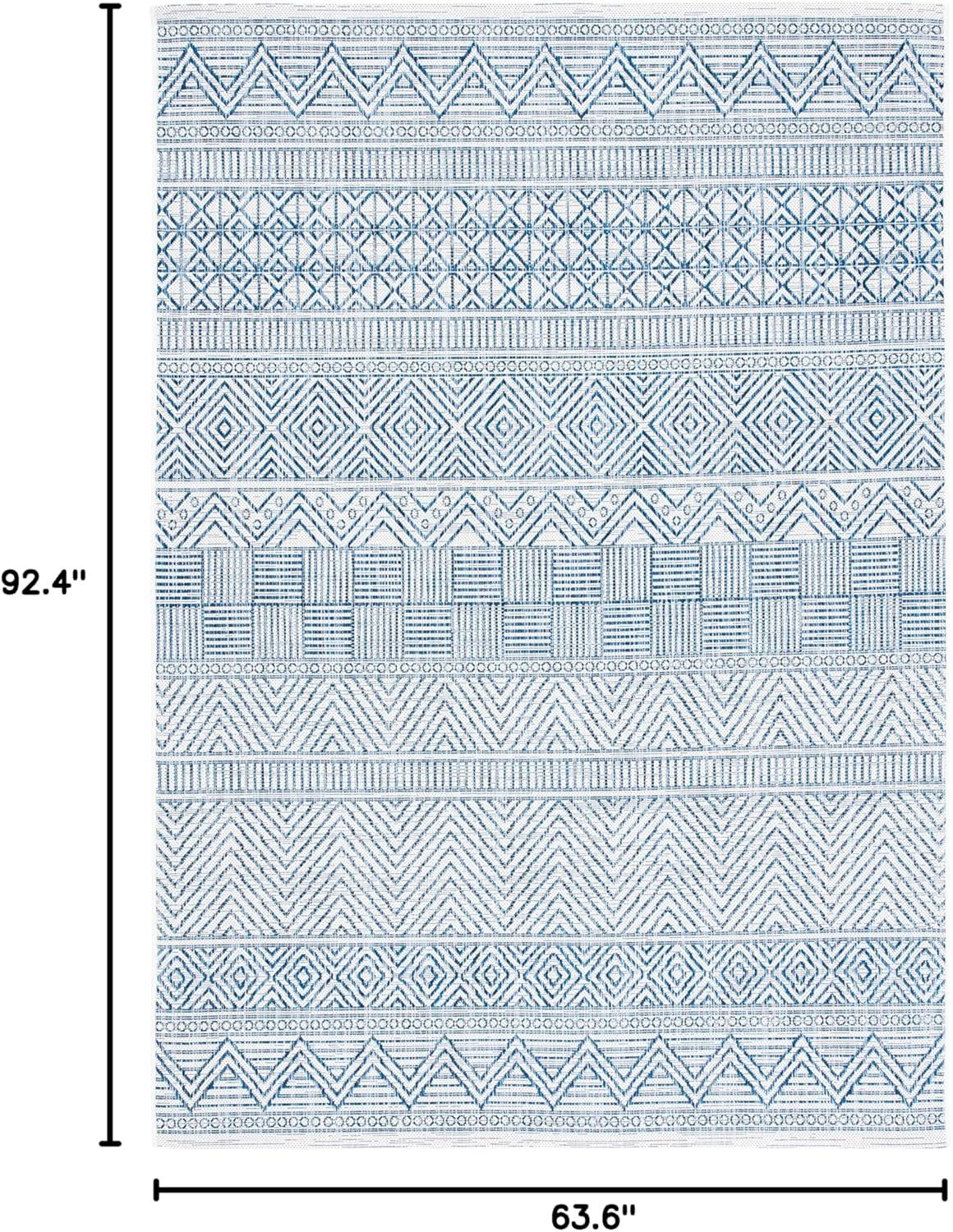 image:imageSAFAVIEH Washable Rug Outdoor Courtyard Collection 53 x 77 Black amp Grey NonShedding amp Easy Cleaning Ideal for Patio Backyard Mudroom CY819637612IvoryNavy