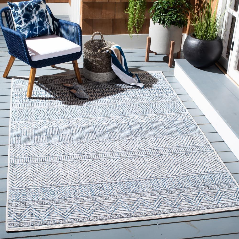 image:imageSAFAVIEH Washable Rug Outdoor Courtyard Collection 53 x 77 Black amp Grey NonShedding amp Easy Cleaning Ideal for Patio Backyard Mudroom CY819637612IvoryNavy