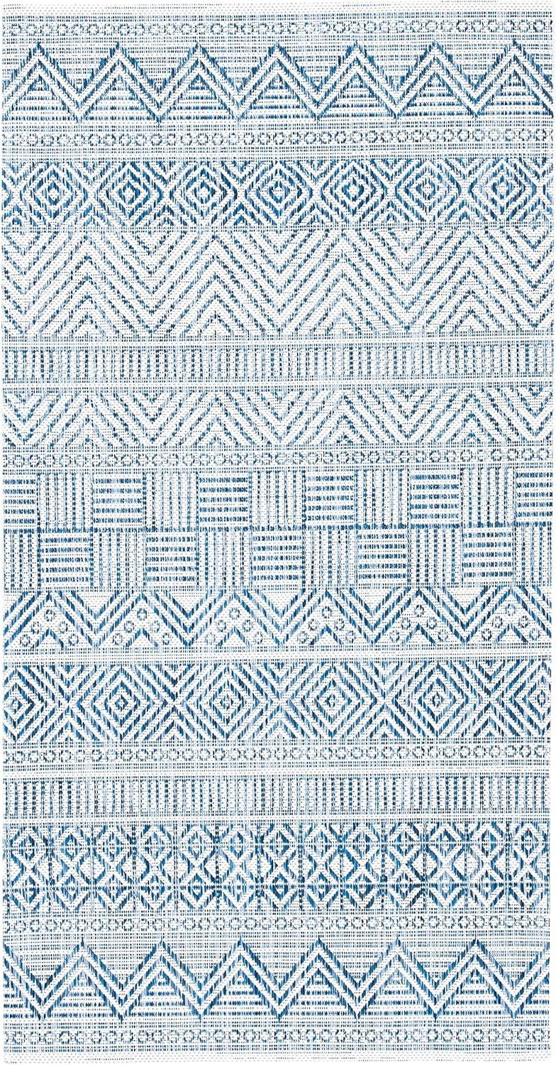 image:imageSAFAVIEH Washable Rug Outdoor Courtyard Collection 53 x 77 Black amp Grey NonShedding amp Easy Cleaning Ideal for Patio Backyard Mudroom CY819637612IvoryNavy