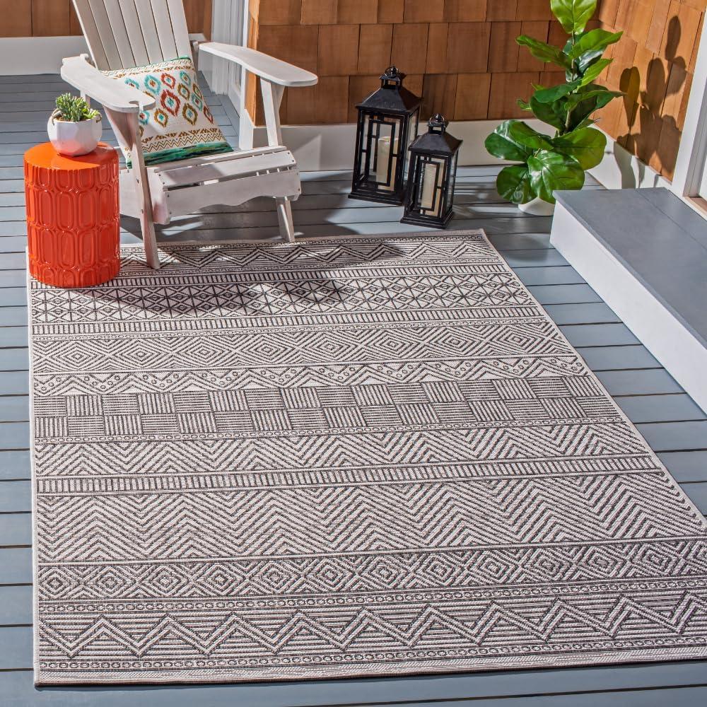 image:imageSAFAVIEH Washable Rug Outdoor Courtyard Collection 53 x 77 Black amp Grey NonShedding amp Easy Cleaning Ideal for Patio Backyard Mudroom CY819637612IvoryBlack