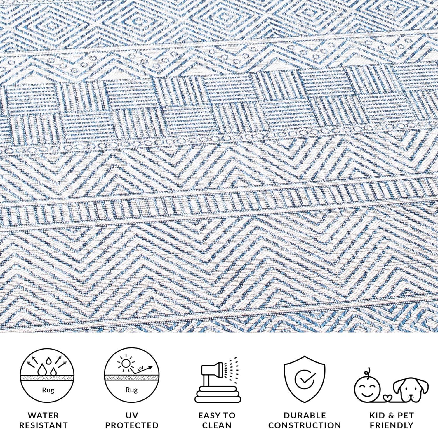 image:imageSAFAVIEH Washable Rug Outdoor Courtyard Collection 53 x 77 Black amp Grey NonShedding amp Easy Cleaning Ideal for Patio Backyard Mudroom CY819637612IvoryNavy