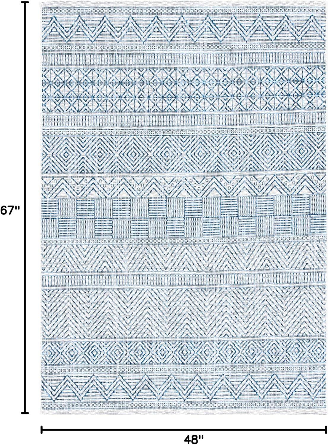 image:imageSAFAVIEH Washable Rug Outdoor Courtyard Collection 53 x 77 Black amp Grey NonShedding amp Easy Cleaning Ideal for Patio Backyard Mudroom CY819637612IvoryNavy