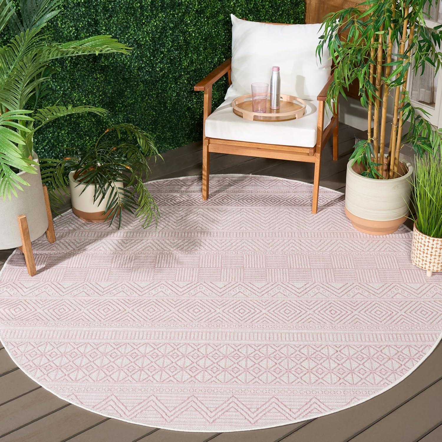 image:imageSAFAVIEH Washable Rug Outdoor Courtyard Collection 53 x 77 Black amp Grey NonShedding amp Easy Cleaning Ideal for Patio Backyard Mudroom CY819637612IvoryPink