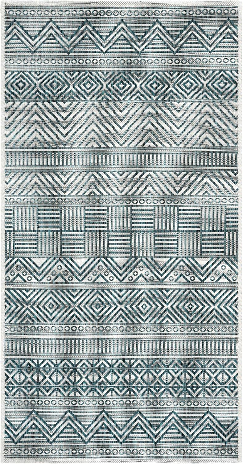 image:imageSAFAVIEH Washable Rug Outdoor Courtyard Collection 53 x 77 Black amp Grey NonShedding amp Easy Cleaning Ideal for Patio Backyard Mudroom CY819637612IvoryTurquoise