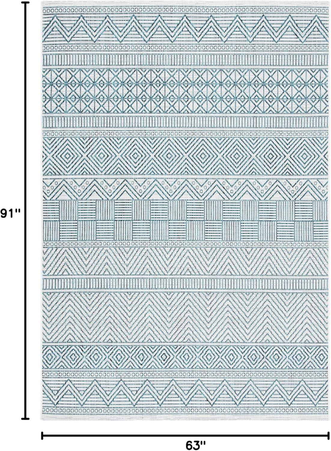 image:imageSAFAVIEH Washable Rug Outdoor Courtyard Collection 53 x 77 Black amp Grey NonShedding amp Easy Cleaning Ideal for Patio Backyard Mudroom CY819637612IvoryTurquoise