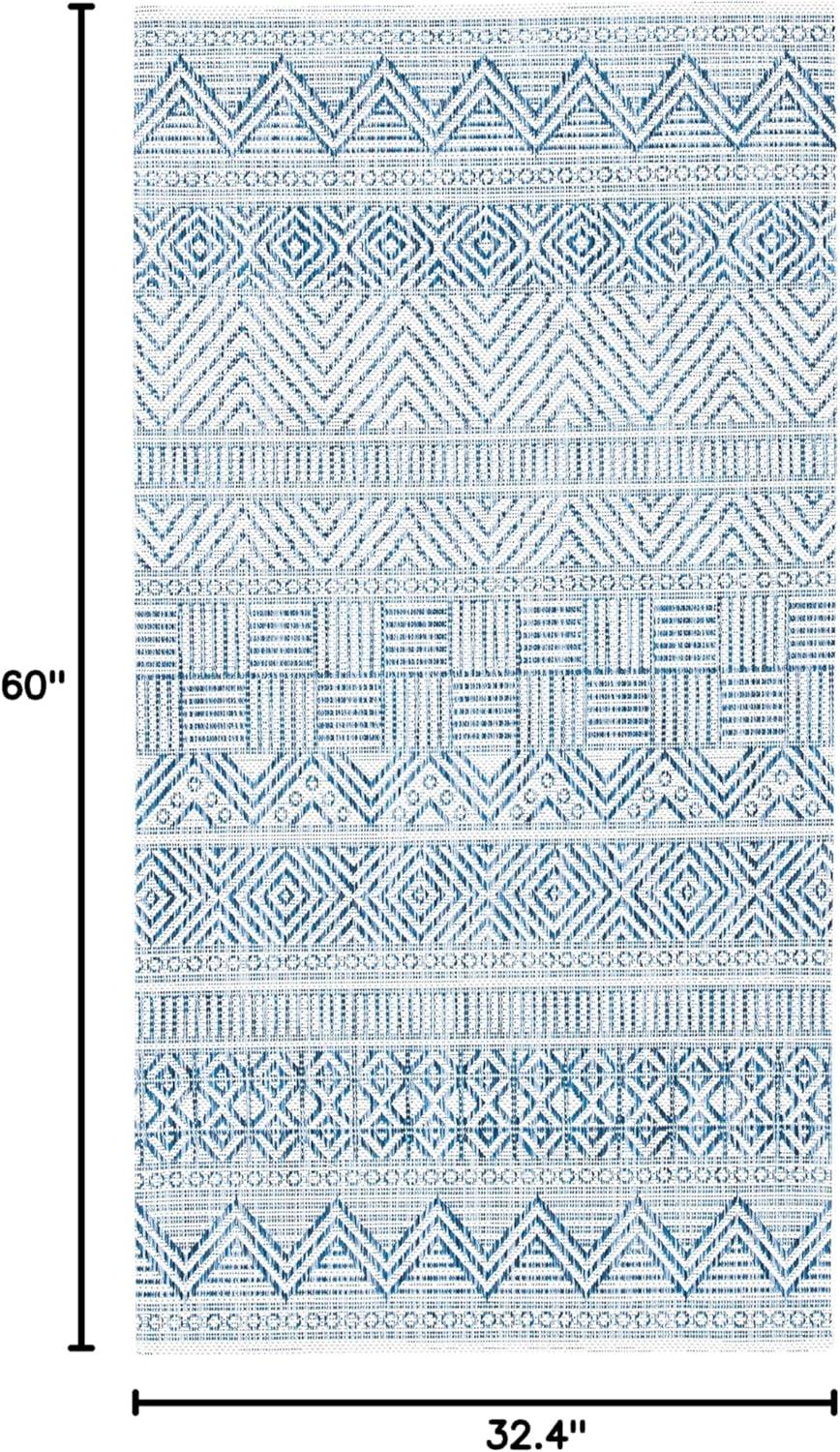 image:imageSAFAVIEH Washable Rug Outdoor Courtyard Collection 53 x 77 Black amp Grey NonShedding amp Easy Cleaning Ideal for Patio Backyard Mudroom CY819637612IvoryNavy