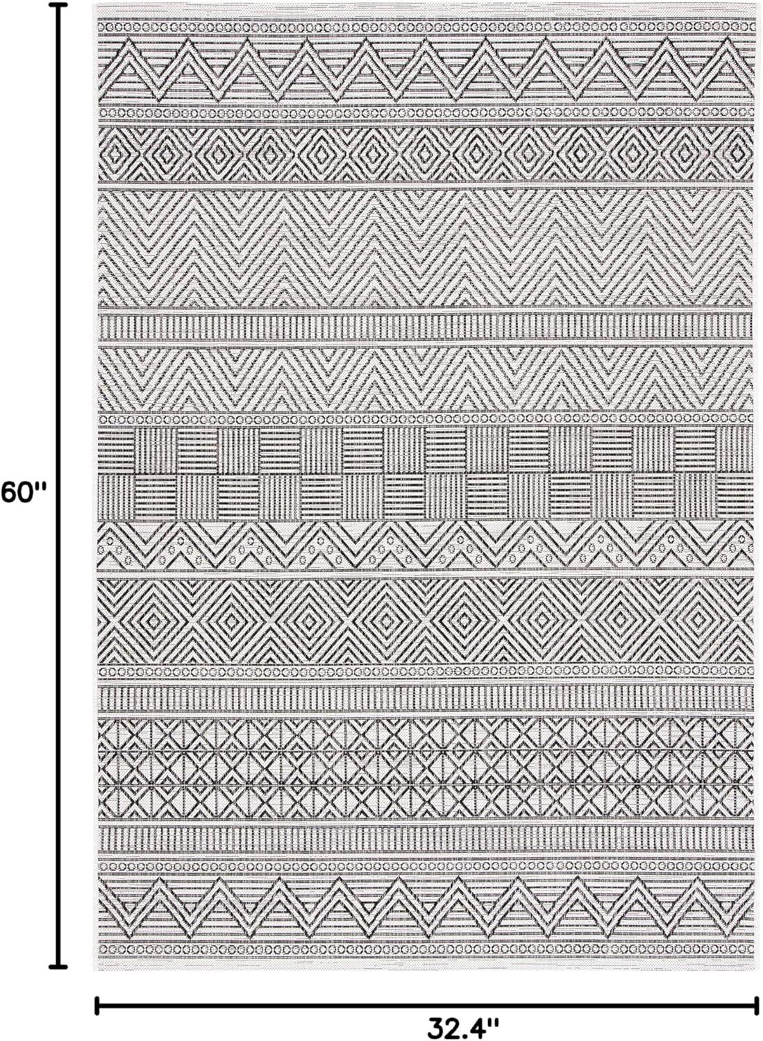 image:imageSAFAVIEH Washable Rug Outdoor Courtyard Collection 53 x 77 Black amp Grey NonShedding amp Easy Cleaning Ideal for Patio Backyard Mudroom CY819637612IvoryBlack