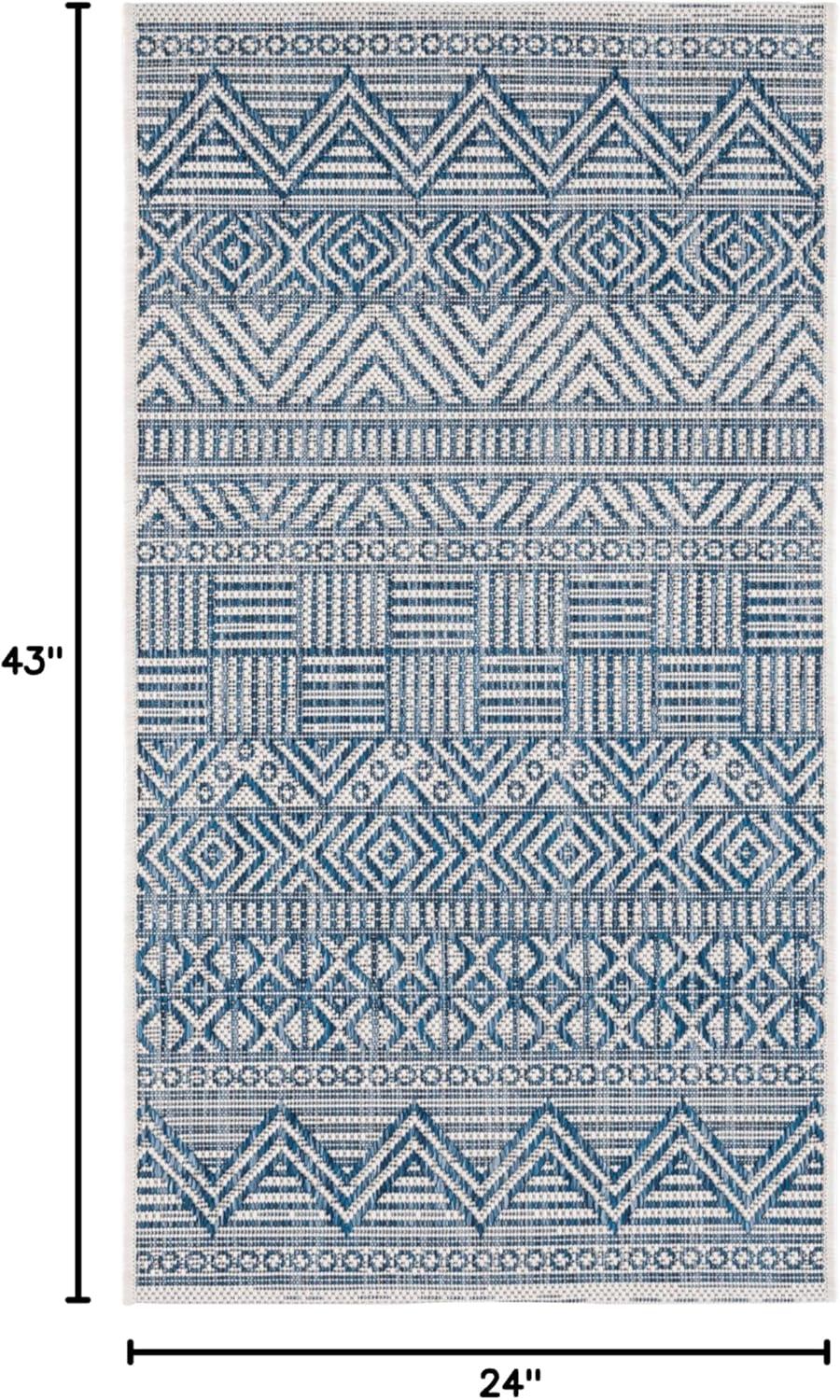image:imageSAFAVIEH Washable Rug Outdoor Courtyard Collection 53 x 77 Black amp Grey NonShedding amp Easy Cleaning Ideal for Patio Backyard Mudroom CY819637612IvoryNavy