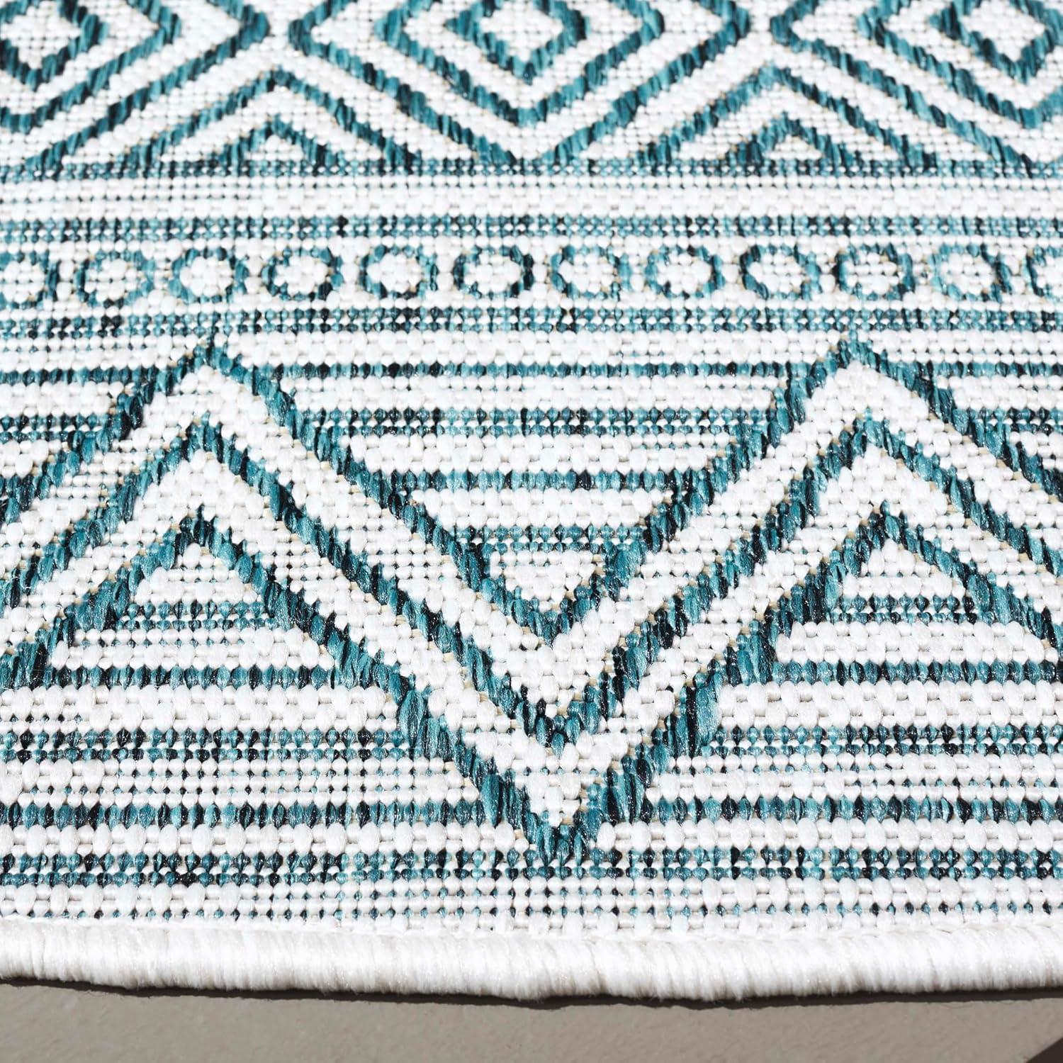 image:imageSAFAVIEH Washable Rug Outdoor Courtyard Collection 53 x 77 Black amp Grey NonShedding amp Easy Cleaning Ideal for Patio Backyard Mudroom CY819637612IvoryTurquoise