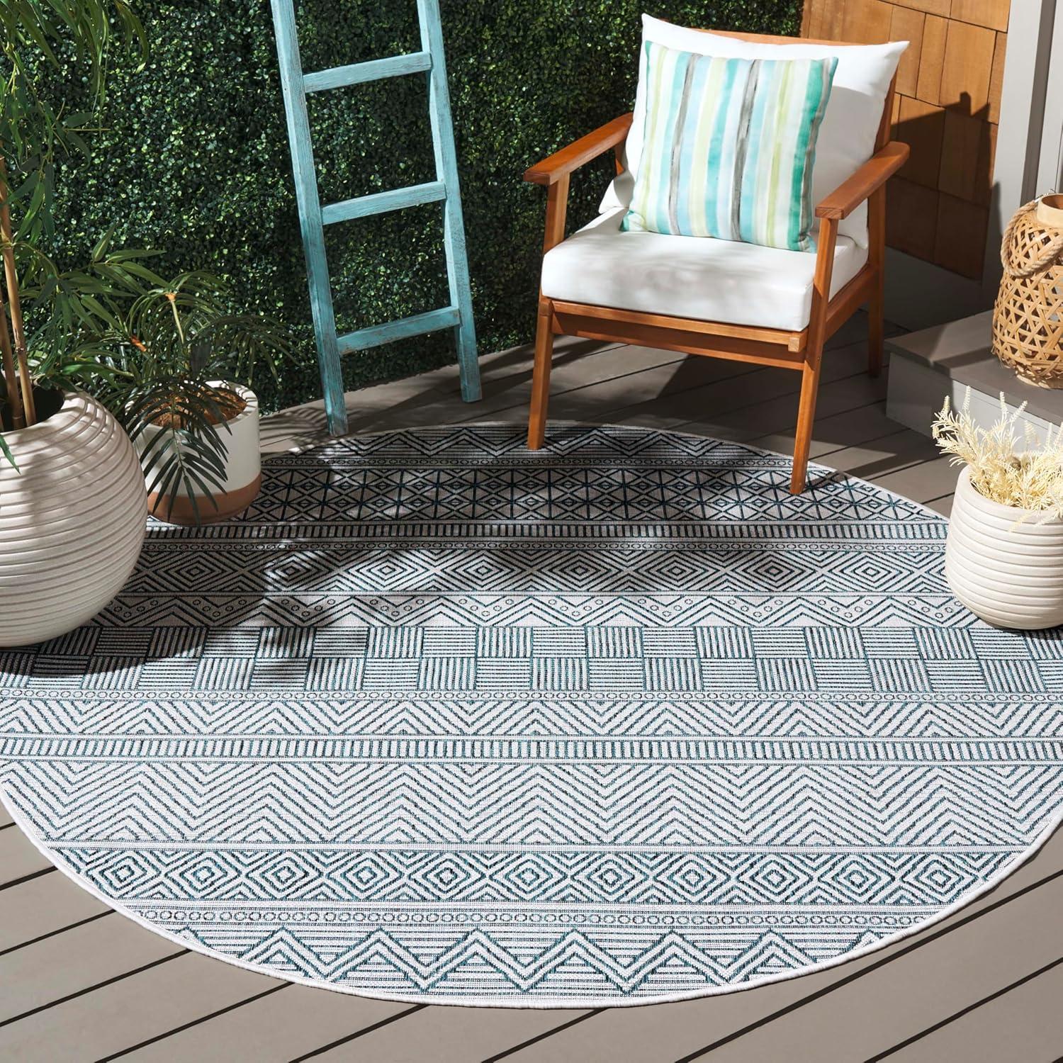 image:imageSAFAVIEH Washable Rug Outdoor Courtyard Collection 53 x 77 Black amp Grey NonShedding amp Easy Cleaning Ideal for Patio Backyard Mudroom CY819637612IvoryTurquoise