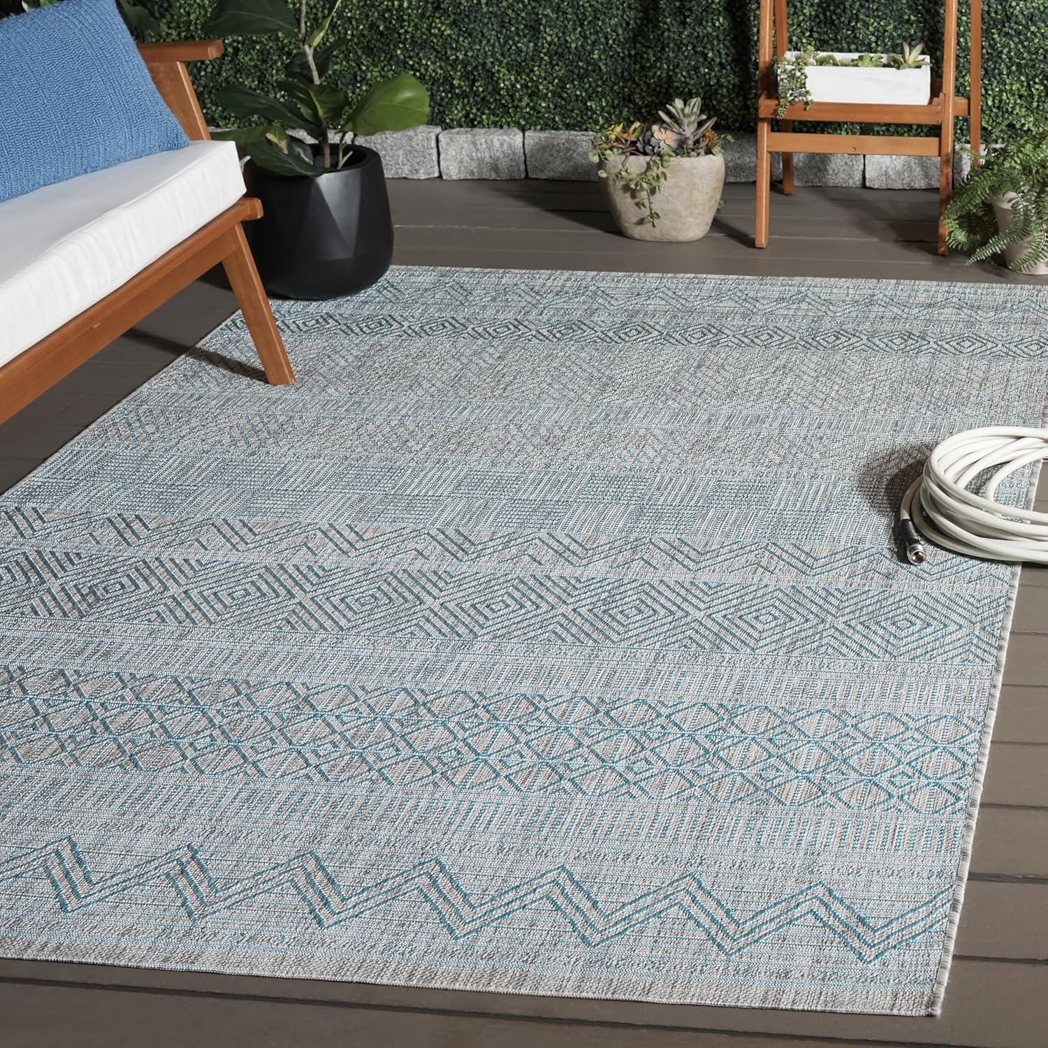 image:imageSAFAVIEH Washable Rug Outdoor Courtyard Collection 53 x 77 Black amp Grey NonShedding amp Easy Cleaning Ideal for Patio Backyard Mudroom CY819637612Light GreyAqua