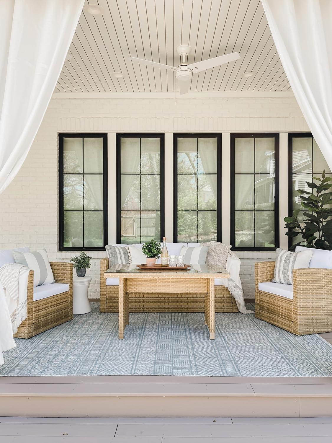 image:imageSAFAVIEH Washable Rug Outdoor Courtyard Collection 53 x 77 Black amp Grey NonShedding amp Easy Cleaning Ideal for Patio Backyard Mudroom CY819637612Light GreyAqua