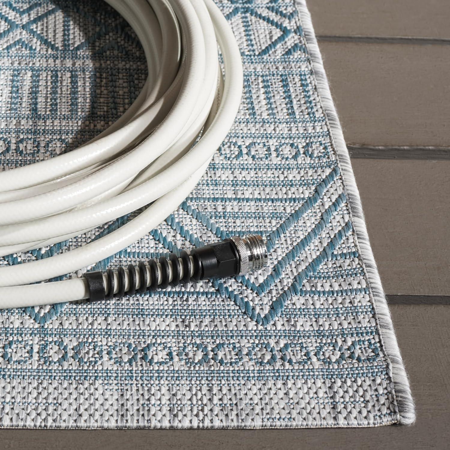 image:imageSAFAVIEH Washable Rug Outdoor Courtyard Collection 53 x 77 Black amp Grey NonShedding amp Easy Cleaning Ideal for Patio Backyard Mudroom CY819637612Light GreyAqua