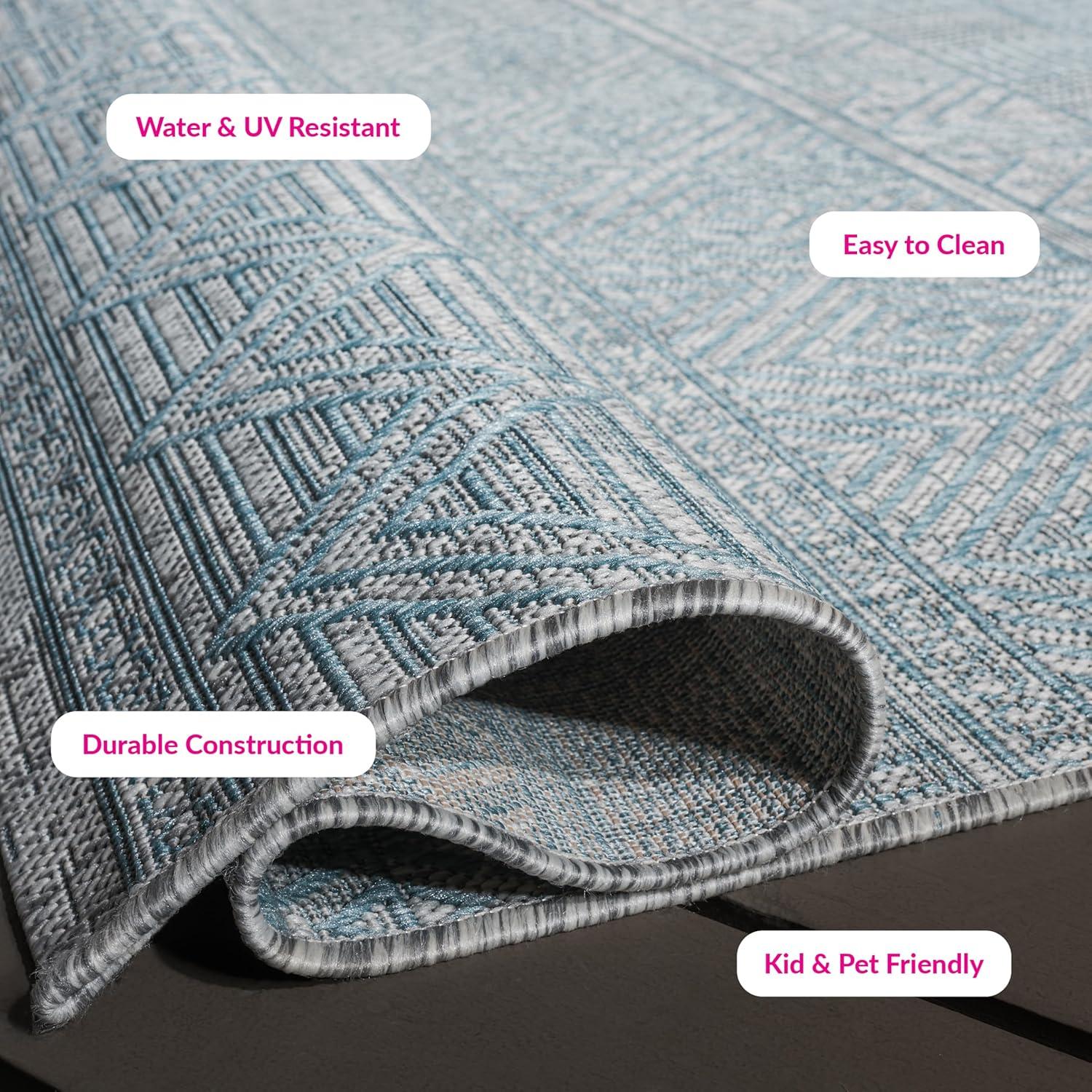 image:imageSAFAVIEH Washable Rug Outdoor Courtyard Collection 53 x 77 Black amp Grey NonShedding amp Easy Cleaning Ideal for Patio Backyard Mudroom CY819637612Light GreyAqua