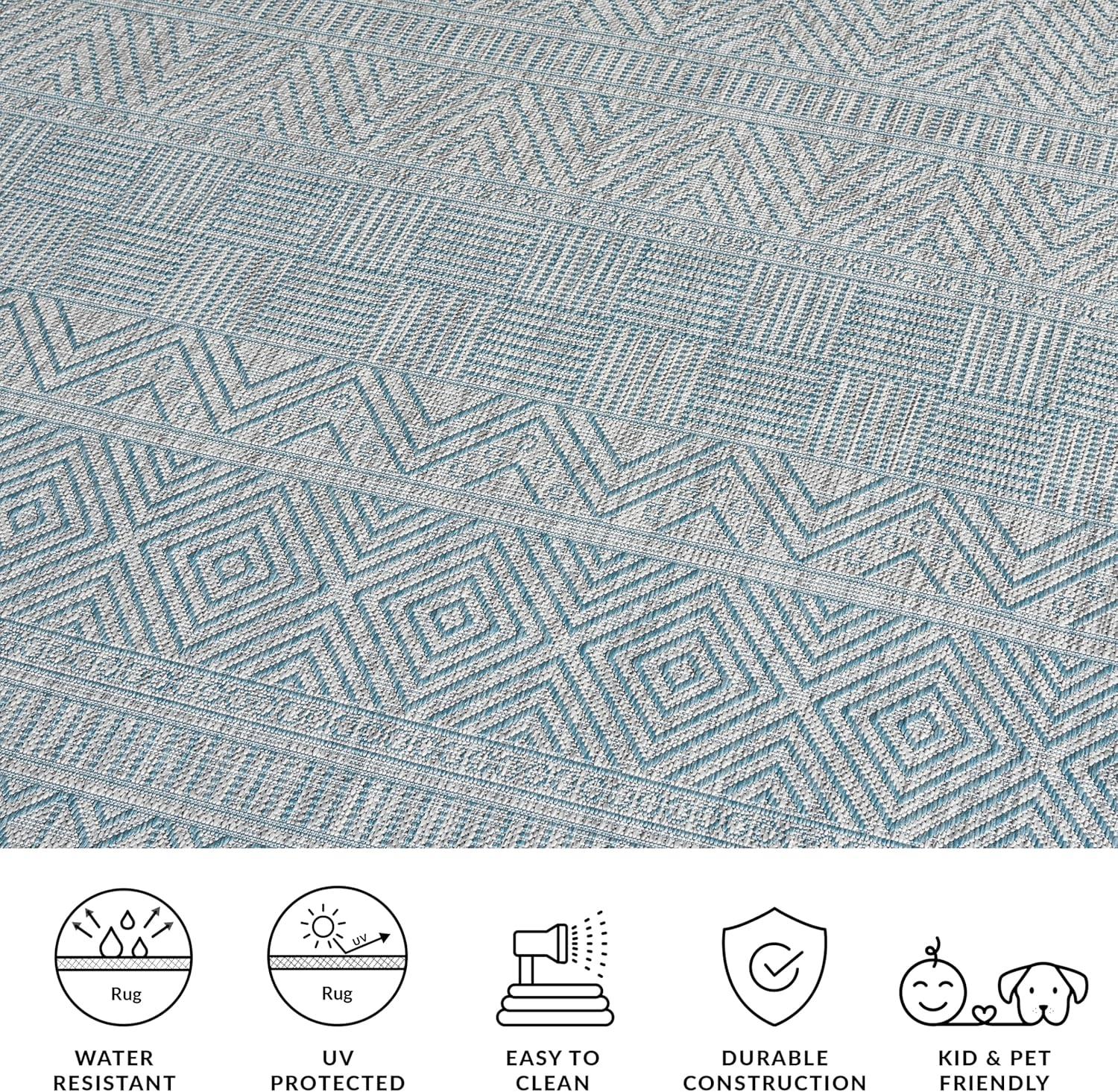 image:imageSAFAVIEH Washable Rug Outdoor Courtyard Collection 53 x 77 Black amp Grey NonShedding amp Easy Cleaning Ideal for Patio Backyard Mudroom CY819637612Light GreyAqua