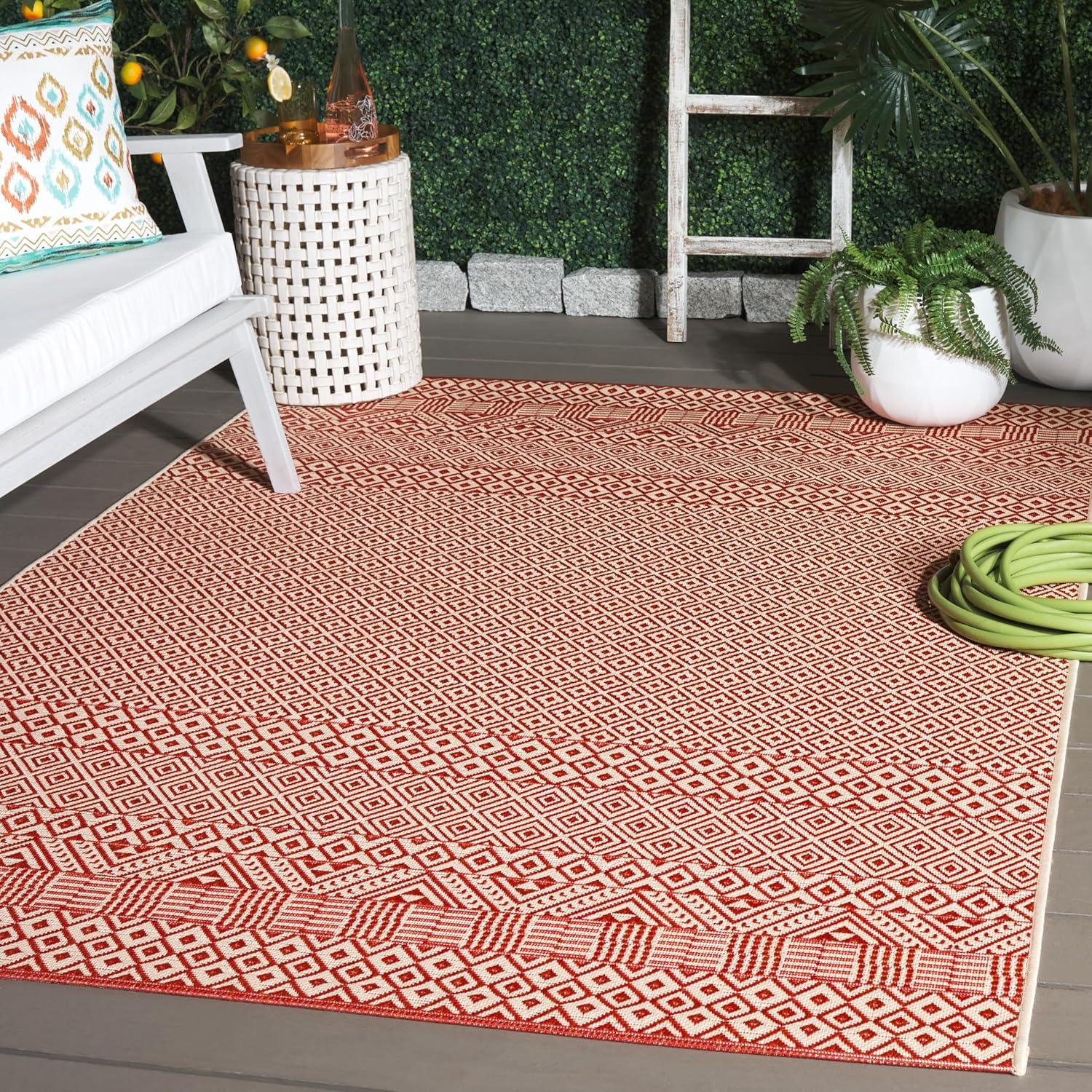 image:imageSAFAVIEH Washable Rug Outdoor Courtyard Collection 8 x 10 Beige amp Red NonShedding amp Easy Cleaning Ideal for Patio Backyard Mudroom DIning Space CY623523812BeigeRed
