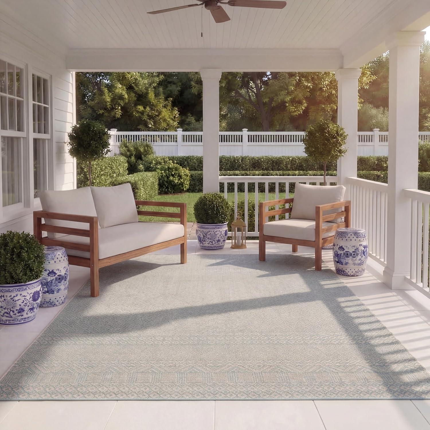 image:imageSAFAVIEH Washable Rug Outdoor Courtyard Collection 8 x 10 Beige amp Red NonShedding amp Easy Cleaning Ideal for Patio Backyard Mudroom DIning Space CY623523812BeigeAqua