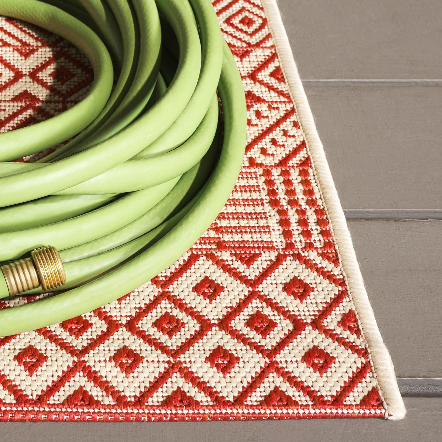 image:imageSAFAVIEH Washable Rug Outdoor Courtyard Collection 8 x 10 Beige amp Red NonShedding amp Easy Cleaning Ideal for Patio Backyard Mudroom DIning Space CY623523812BeigeRed
