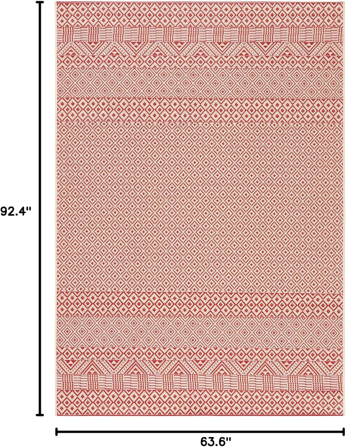 image:imageSAFAVIEH Washable Rug Outdoor Courtyard Collection 8 x 10 Beige amp Red NonShedding amp Easy Cleaning Ideal for Patio Backyard Mudroom DIning Space CY623523812BeigeRed