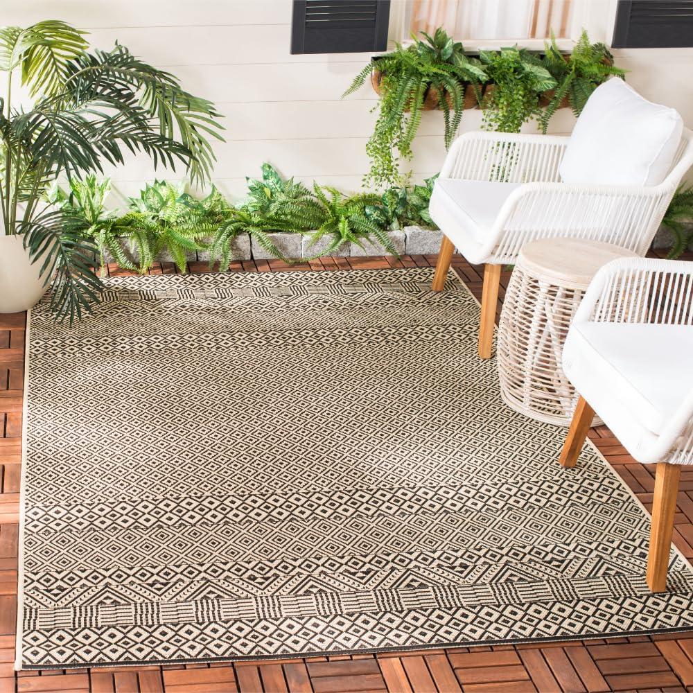image:imageSAFAVIEH Washable Rug Outdoor Courtyard Collection 8 x 10 Beige amp Red NonShedding amp Easy Cleaning Ideal for Patio Backyard Mudroom DIning Space CY623523812BeigeBlack