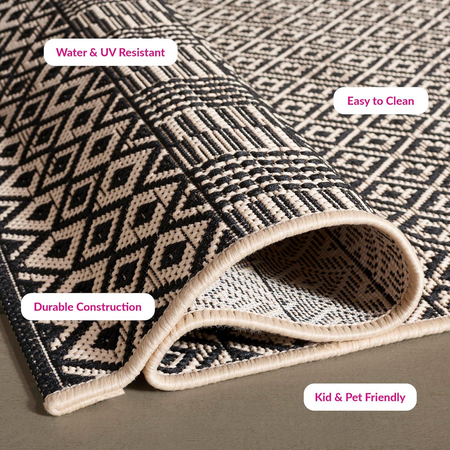 image:imageSAFAVIEH Washable Rug Outdoor Courtyard Collection 8 x 10 Beige amp Red NonShedding amp Easy Cleaning Ideal for Patio Backyard Mudroom DIning Space CY623523812BeigeBlack