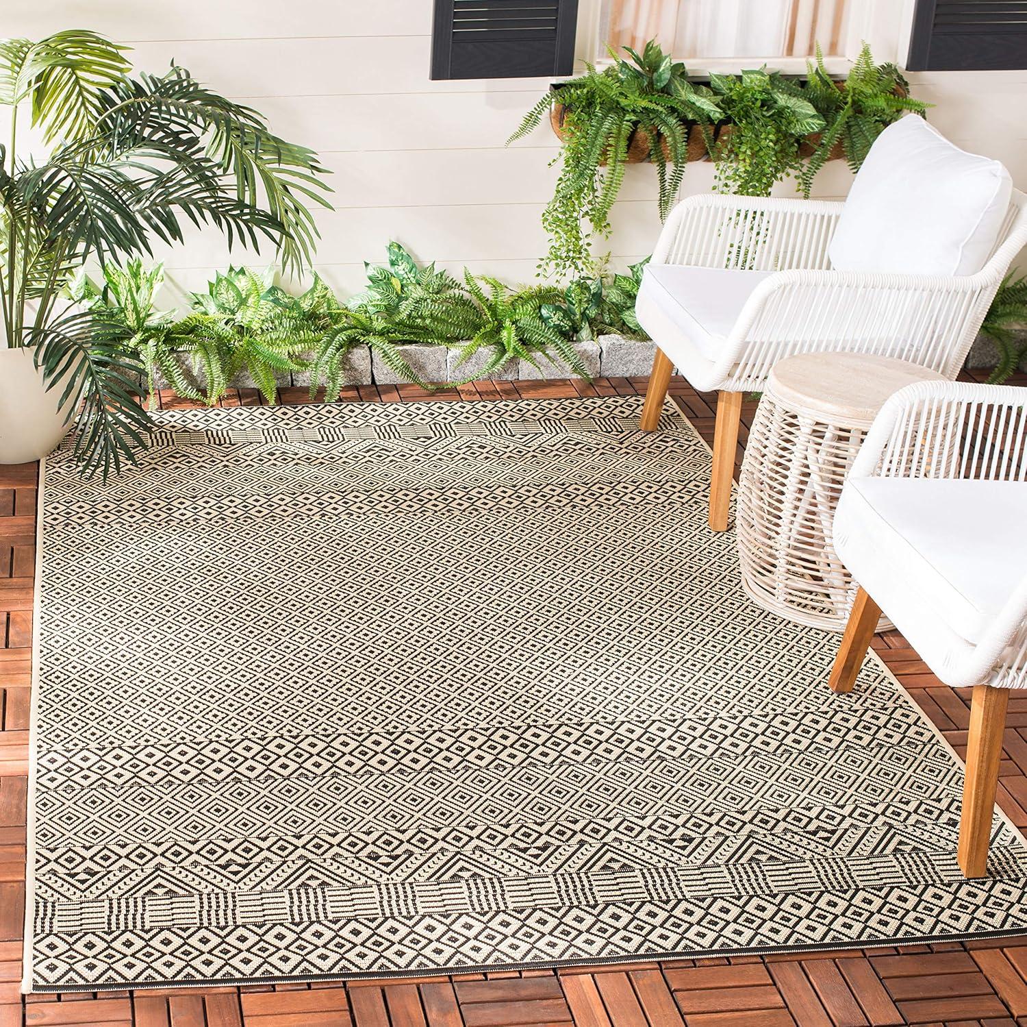 image:imageSAFAVIEH Washable Rug Outdoor Courtyard Collection 8 x 10 Beige amp Red NonShedding amp Easy Cleaning Ideal for Patio Backyard Mudroom DIning Space CY623523812BeigeBlack