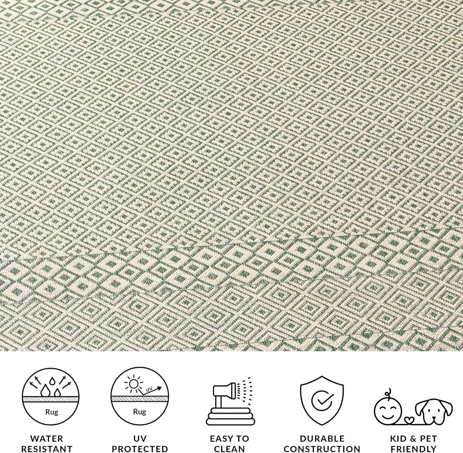 image:imageSAFAVIEH Washable Rug Outdoor Courtyard Collection 8 x 10 Beige amp Red NonShedding amp Easy Cleaning Ideal for Patio Backyard Mudroom DIning Space CY623523812Dark GreenBeige