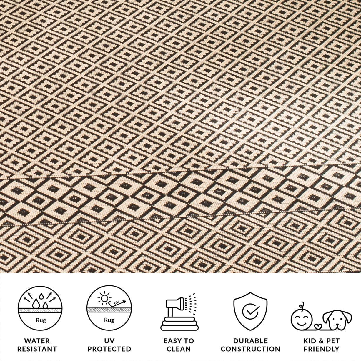 image:imageSAFAVIEH Washable Rug Outdoor Courtyard Collection 8 x 10 Beige amp Red NonShedding amp Easy Cleaning Ideal for Patio Backyard Mudroom DIning Space CY623523812BeigeBlack
