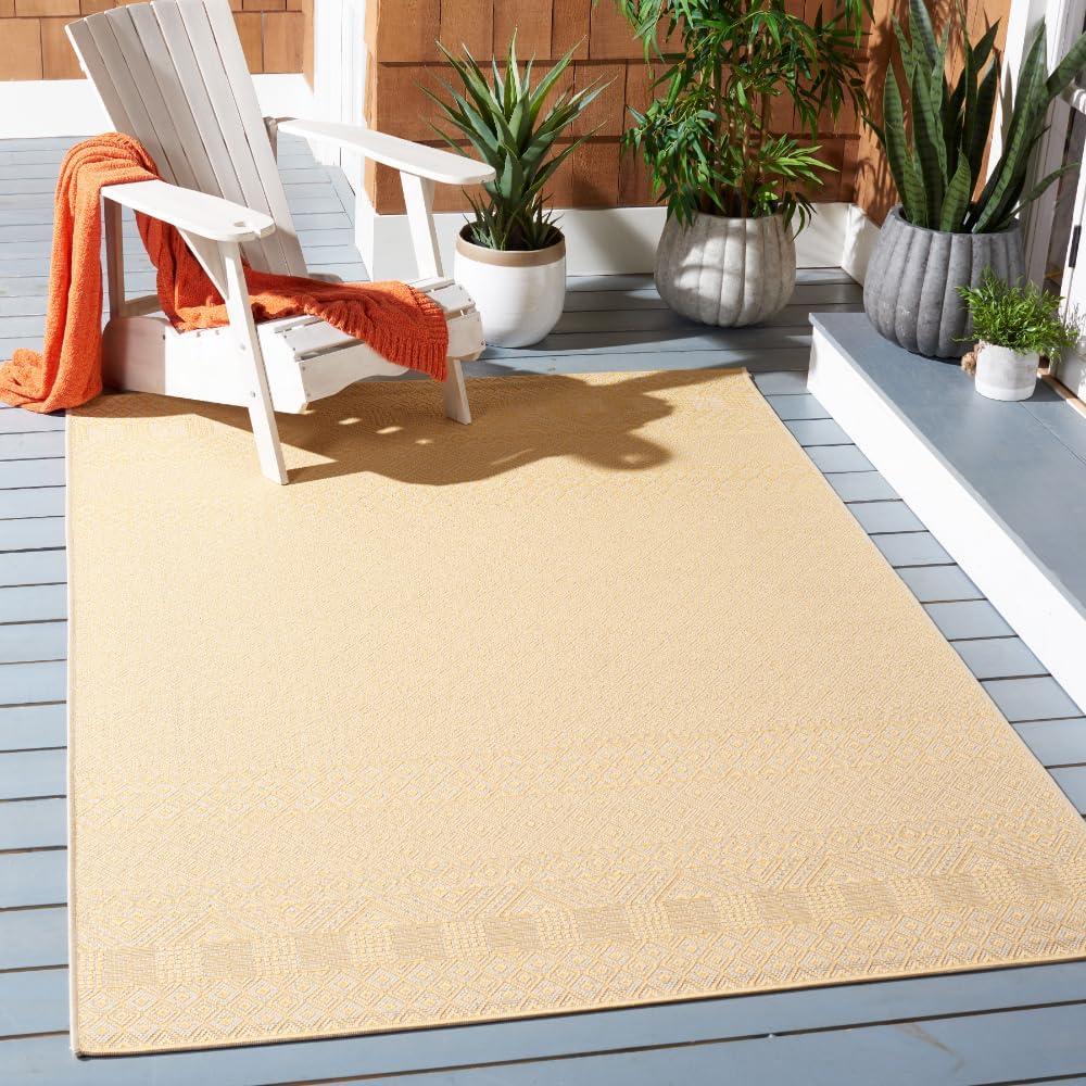 image:imageSAFAVIEH Washable Rug Outdoor Courtyard Collection 8 x 10 Beige amp Red NonShedding amp Easy Cleaning Ideal for Patio Backyard Mudroom DIning Space CY623523812GoldBeige