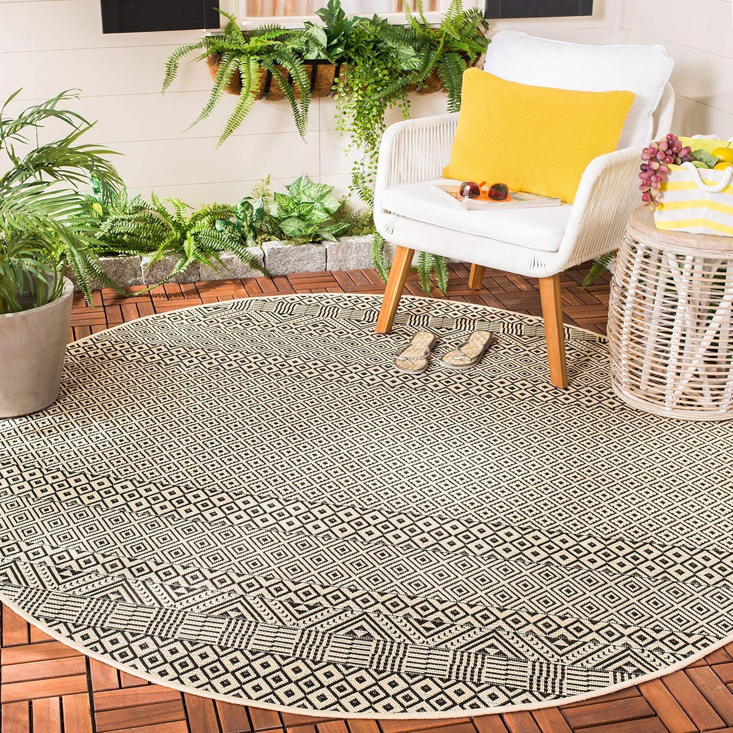 image:imageSAFAVIEH Washable Rug Outdoor Courtyard Collection 8 x 10 Beige amp Red NonShedding amp Easy Cleaning Ideal for Patio Backyard Mudroom DIning Space CY623523812BeigeBlack