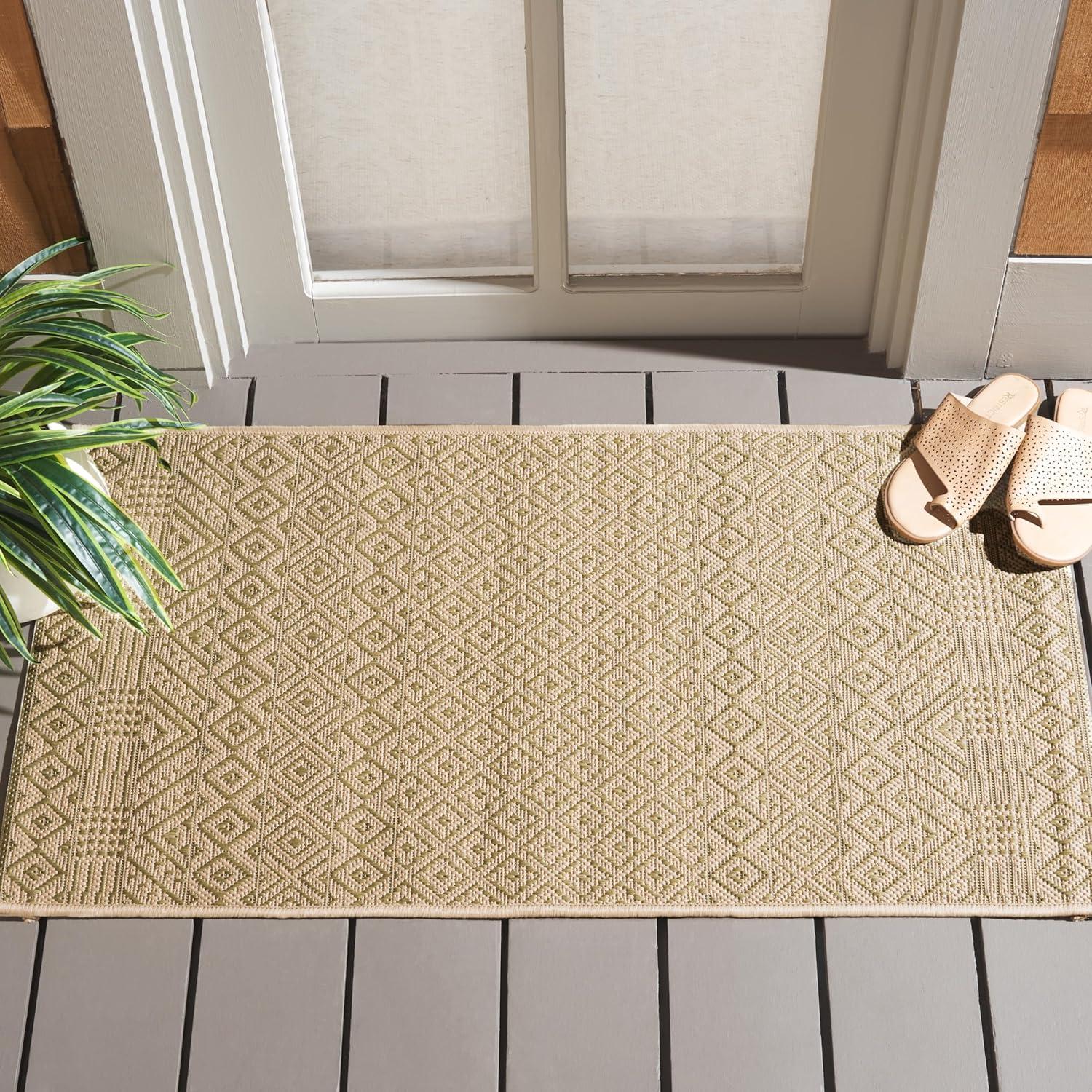 image:imageSAFAVIEH Washable Rug Outdoor Courtyard Collection 8 x 10 Beige amp Red NonShedding amp Easy Cleaning Ideal for Patio Backyard Mudroom DIning Space CY623523812BeigeGreen