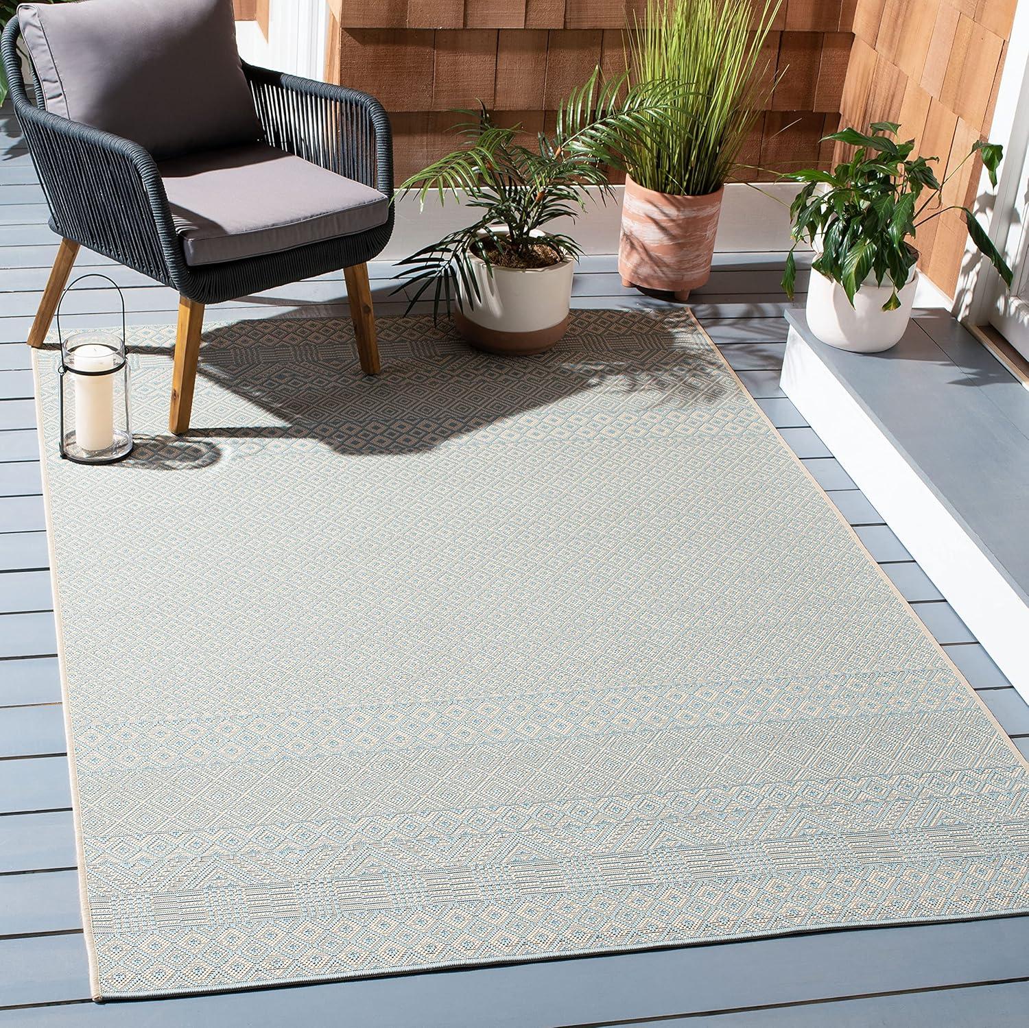 image:imageSAFAVIEH Washable Rug Outdoor Courtyard Collection 8 x 10 Beige amp Red NonShedding amp Easy Cleaning Ideal for Patio Backyard Mudroom DIning Space CY623523812BeigeAqua