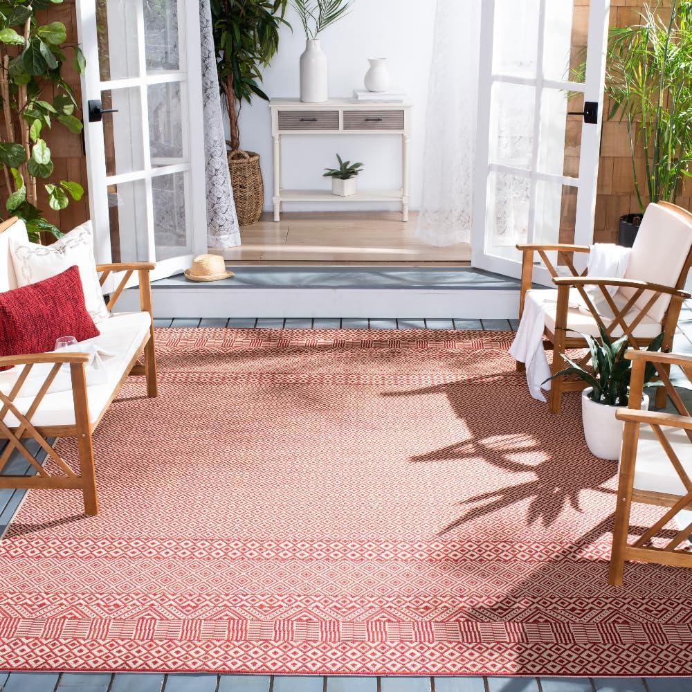 image:imageSAFAVIEH Washable Rug Outdoor Courtyard Collection 8 x 10 Beige amp Red NonShedding amp Easy Cleaning Ideal for Patio Backyard Mudroom DIning Space CY623523812BeigeRed