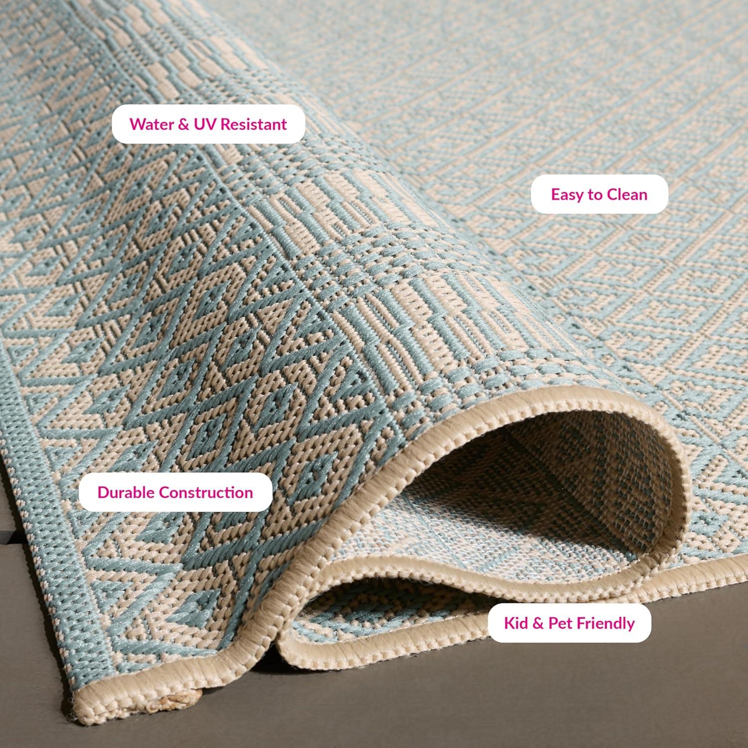 image:imageSAFAVIEH Washable Rug Outdoor Courtyard Collection 8 x 10 Beige amp Red NonShedding amp Easy Cleaning Ideal for Patio Backyard Mudroom DIning Space CY623523812BeigeAqua