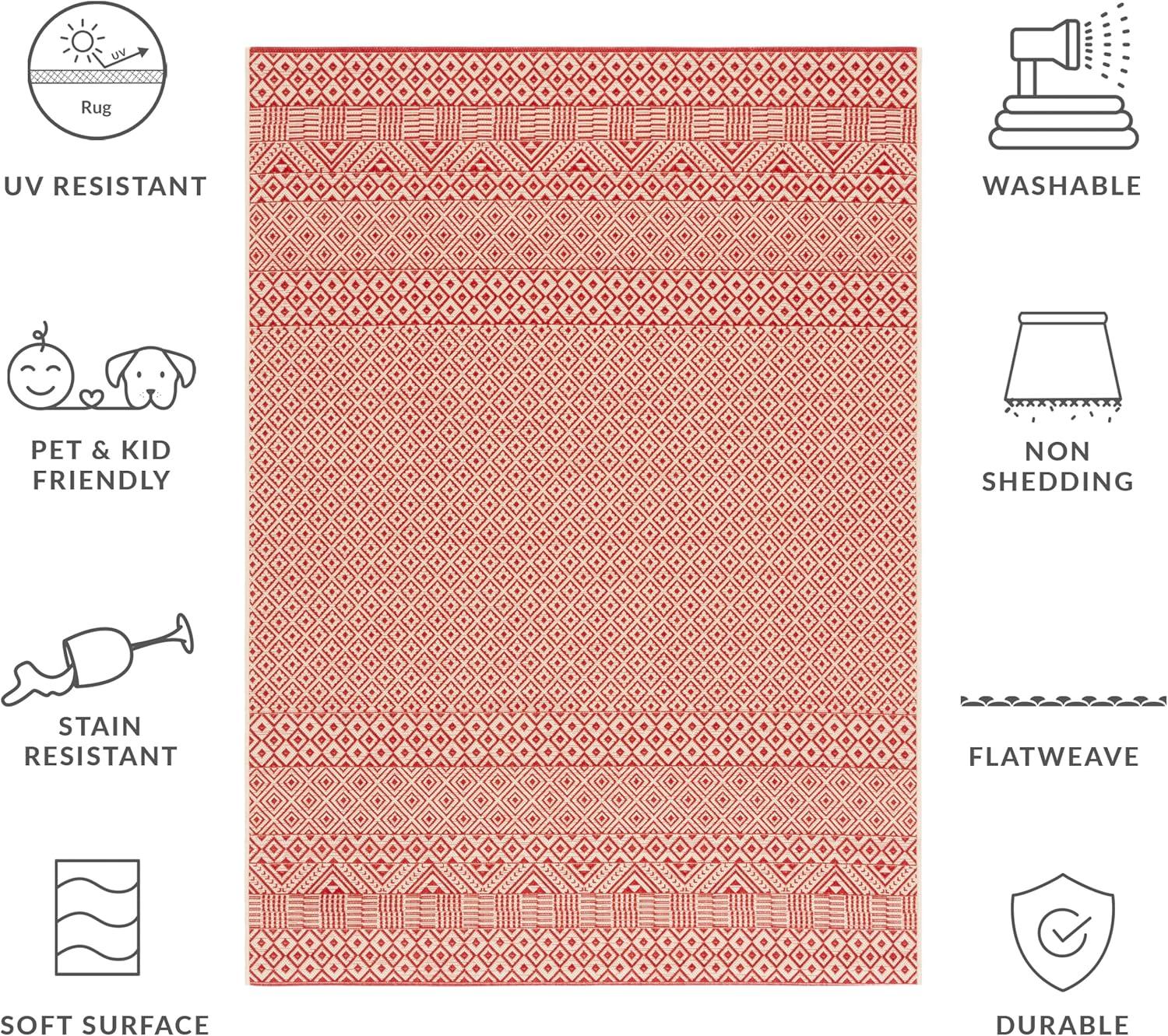 image:imageSAFAVIEH Washable Rug Outdoor Courtyard Collection 8 x 10 Beige amp Red NonShedding amp Easy Cleaning Ideal for Patio Backyard Mudroom DIning Space CY623523812BeigeRed