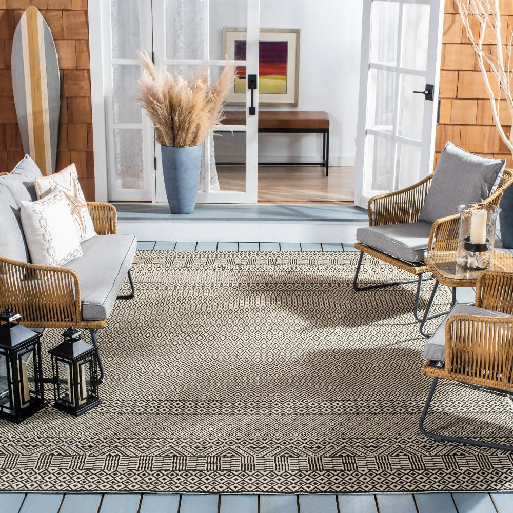 image:imageSAFAVIEH Washable Rug Outdoor Courtyard Collection 8 x 10 Beige amp Red NonShedding amp Easy Cleaning Ideal for Patio Backyard Mudroom DIning Space CY623523812BeigeBlack