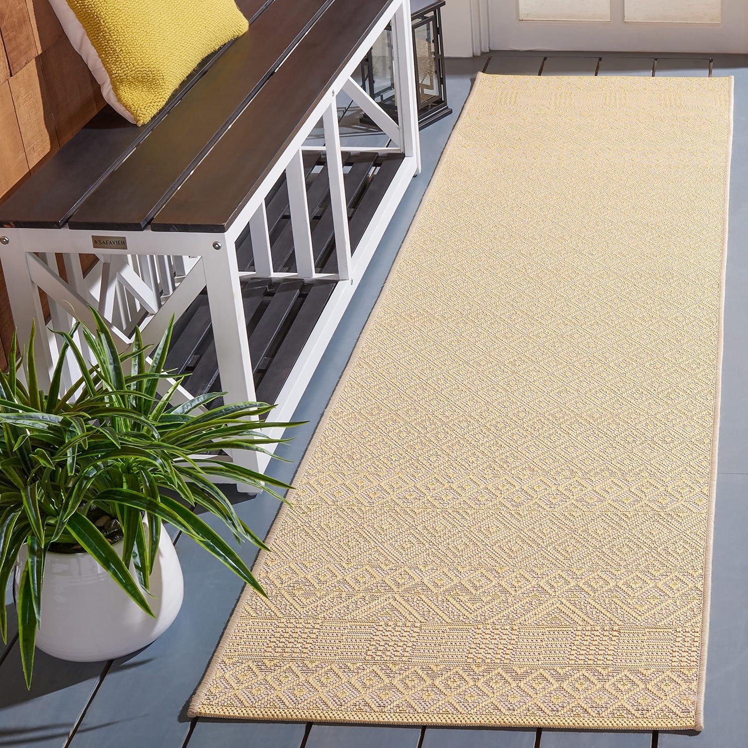 image:imageSAFAVIEH Washable Rug Outdoor Courtyard Collection 8 x 10 Beige amp Red NonShedding amp Easy Cleaning Ideal for Patio Backyard Mudroom DIning Space CY623523812GoldBeige