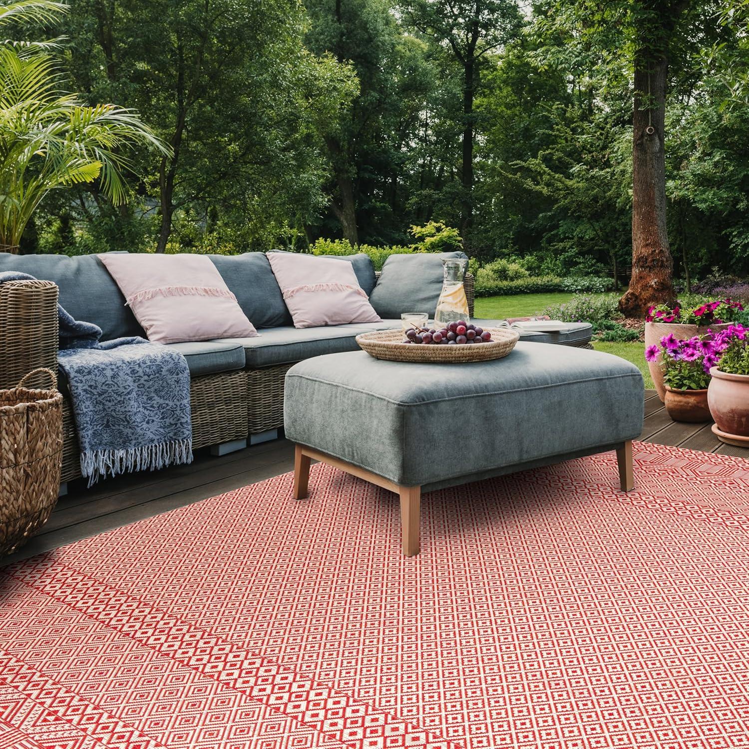 image:imageSAFAVIEH Washable Rug Outdoor Courtyard Collection 8 x 10 Beige amp Red NonShedding amp Easy Cleaning Ideal for Patio Backyard Mudroom DIning Space CY623523812BeigeRed