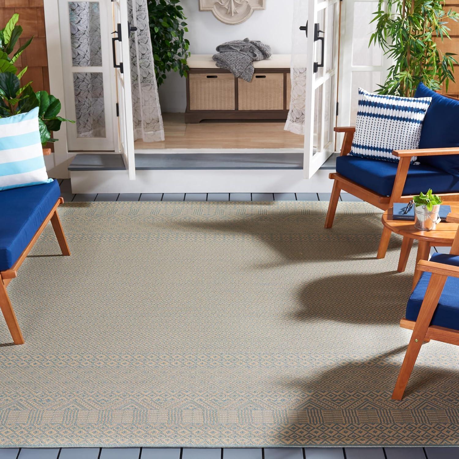 image:imageSAFAVIEH Washable Rug Outdoor Courtyard Collection 8 x 10 Beige amp Red NonShedding amp Easy Cleaning Ideal for Patio Backyard Mudroom DIning Space CY623523812BeigeAqua