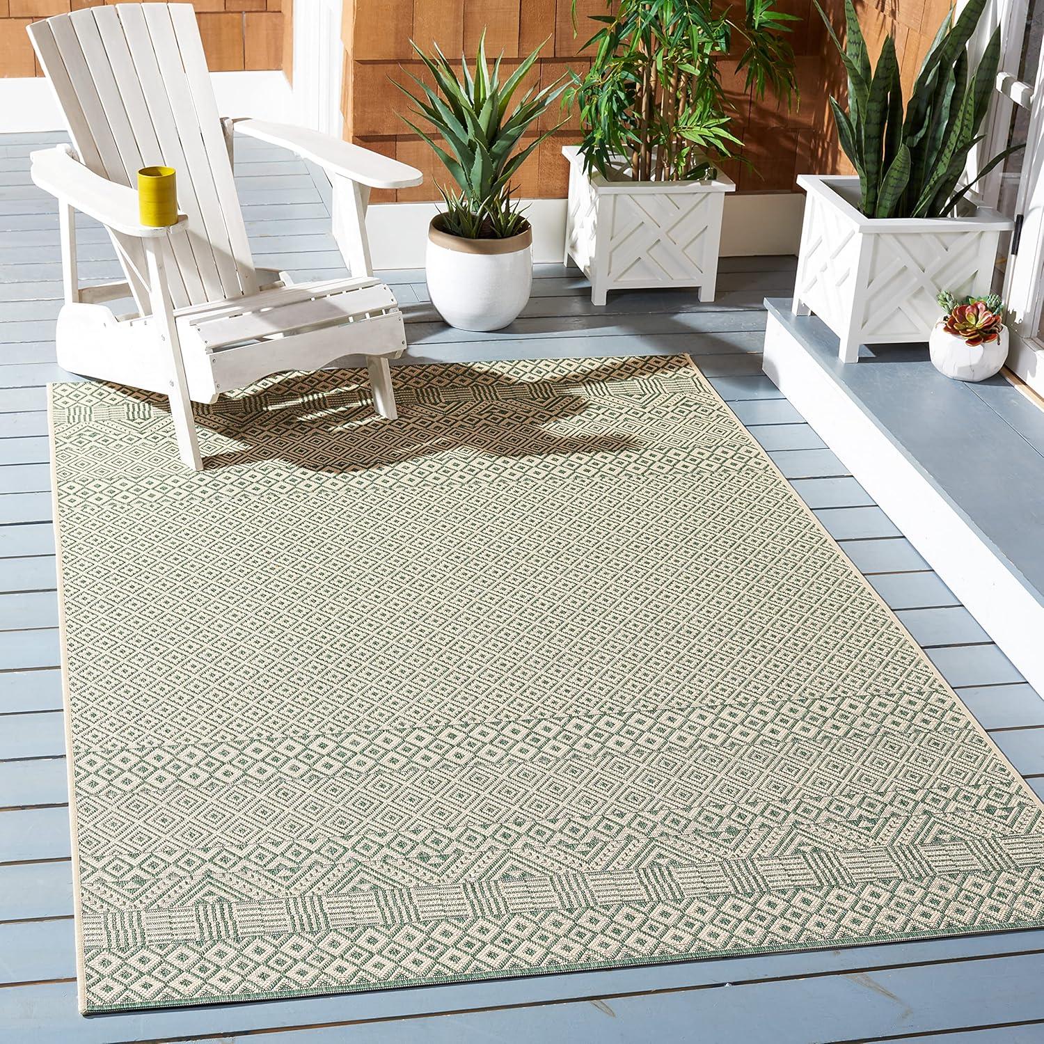 image:imageSAFAVIEH Washable Rug Outdoor Courtyard Collection 8 x 10 Beige amp Red NonShedding amp Easy Cleaning Ideal for Patio Backyard Mudroom DIning Space CY623523812Dark GreenBeige