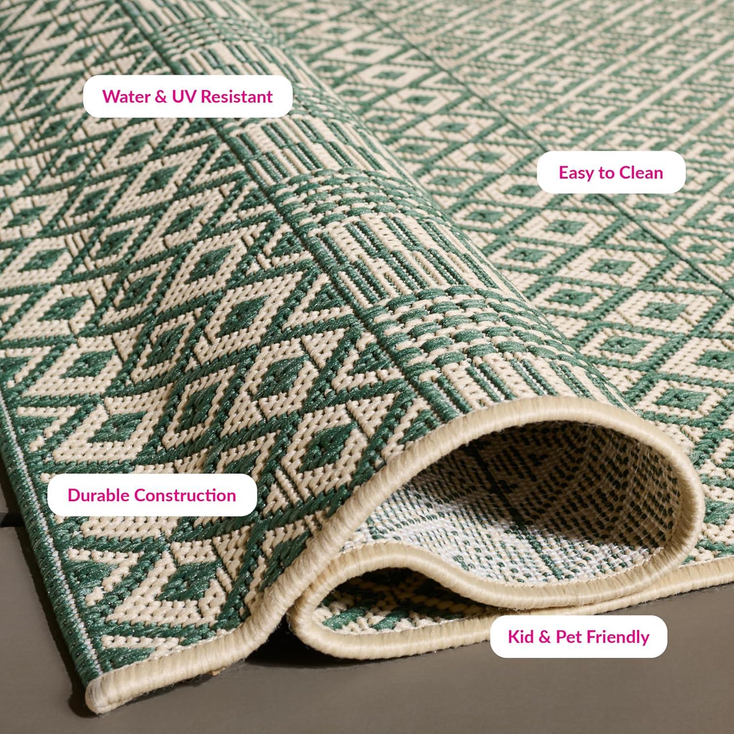 image:imageSAFAVIEH Washable Rug Outdoor Courtyard Collection 8 x 10 Beige amp Red NonShedding amp Easy Cleaning Ideal for Patio Backyard Mudroom DIning Space CY623523812Dark GreenBeige