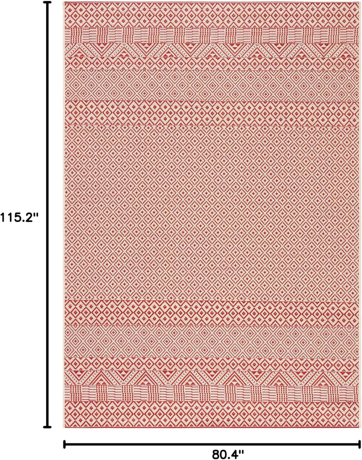 image:imageSAFAVIEH Washable Rug Outdoor Courtyard Collection 8 x 10 Beige amp Red NonShedding amp Easy Cleaning Ideal for Patio Backyard Mudroom DIning Space CY623523812BeigeRed