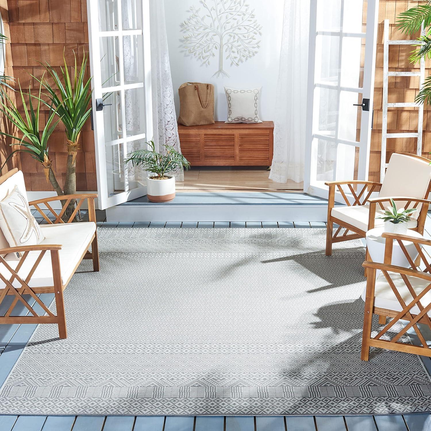 image:imageSAFAVIEH Washable Rug Outdoor Courtyard Collection 8 x 10 Beige amp Red NonShedding amp Easy Cleaning Ideal for Patio Backyard Mudroom DIning Space CY623523812BrownGrey