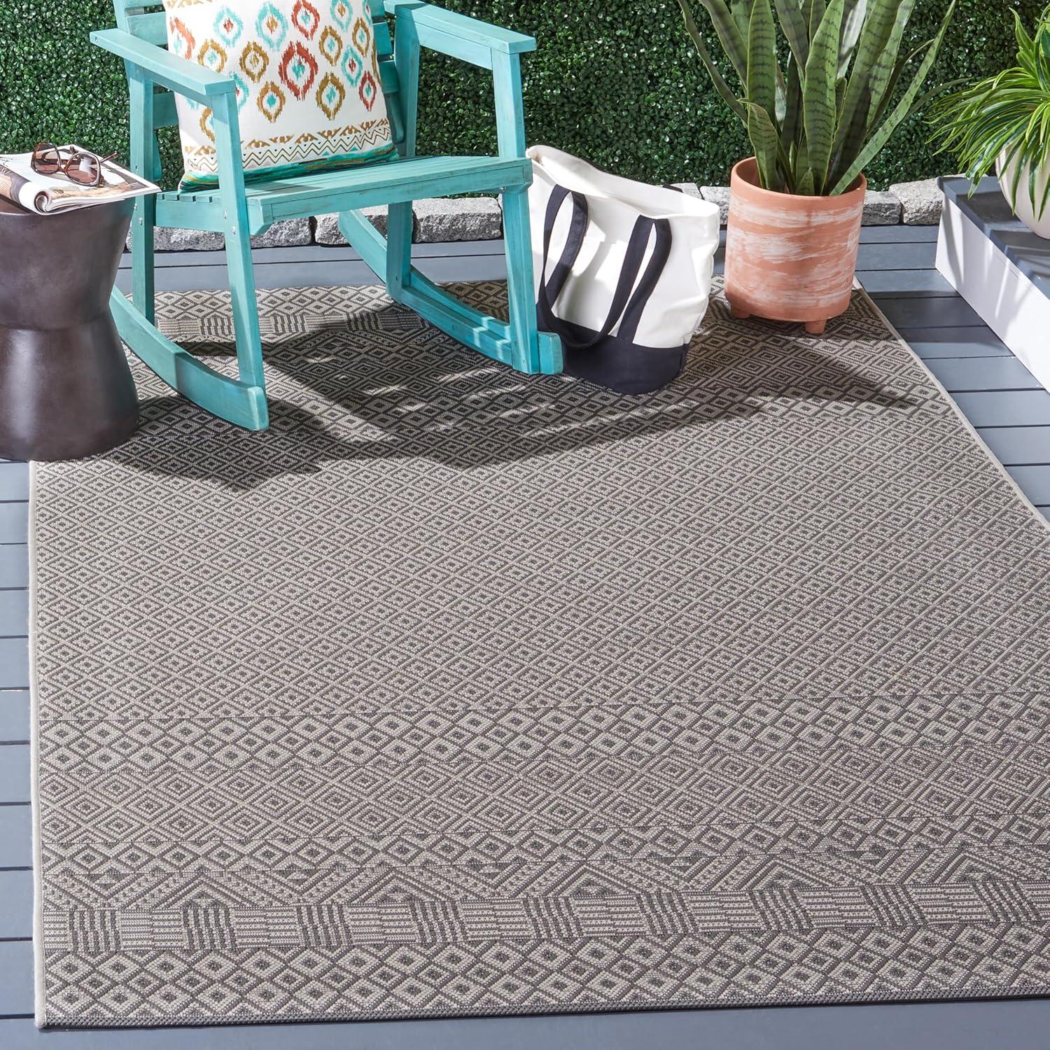image:imageSAFAVIEH Washable Rug Outdoor Courtyard Collection 8 x 10 Beige amp Red NonShedding amp Easy Cleaning Ideal for Patio Backyard Mudroom DIning Space CY623523812BrownGrey