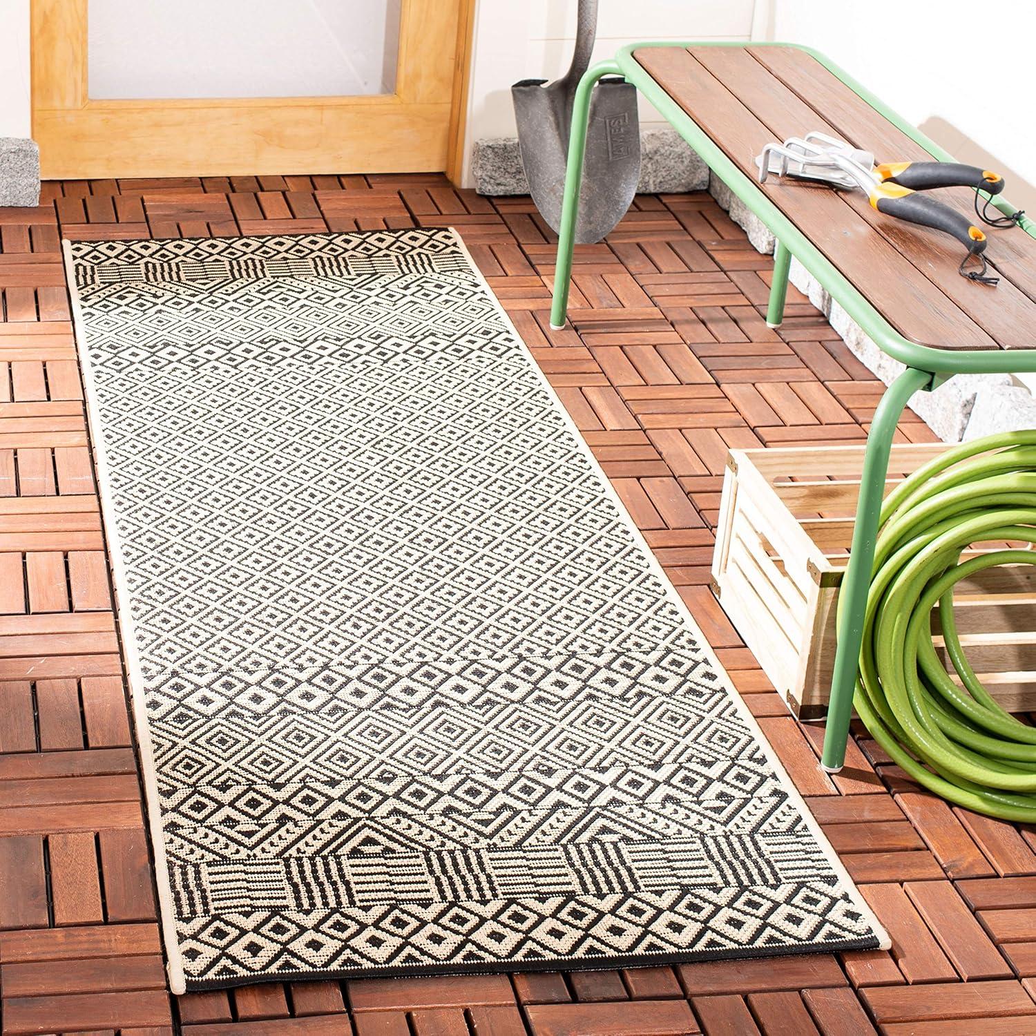 image:imageSAFAVIEH Washable Rug Outdoor Courtyard Collection 8 x 10 Beige amp Red NonShedding amp Easy Cleaning Ideal for Patio Backyard Mudroom DIning Space CY623523812BeigeBlack
