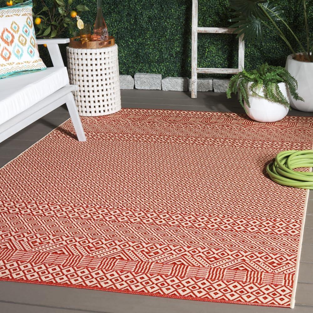 image:imageSAFAVIEH Washable Rug Outdoor Courtyard Collection 8 x 10 Beige amp Red NonShedding amp Easy Cleaning Ideal for Patio Backyard Mudroom DIning Space CY623523812BeigeRed