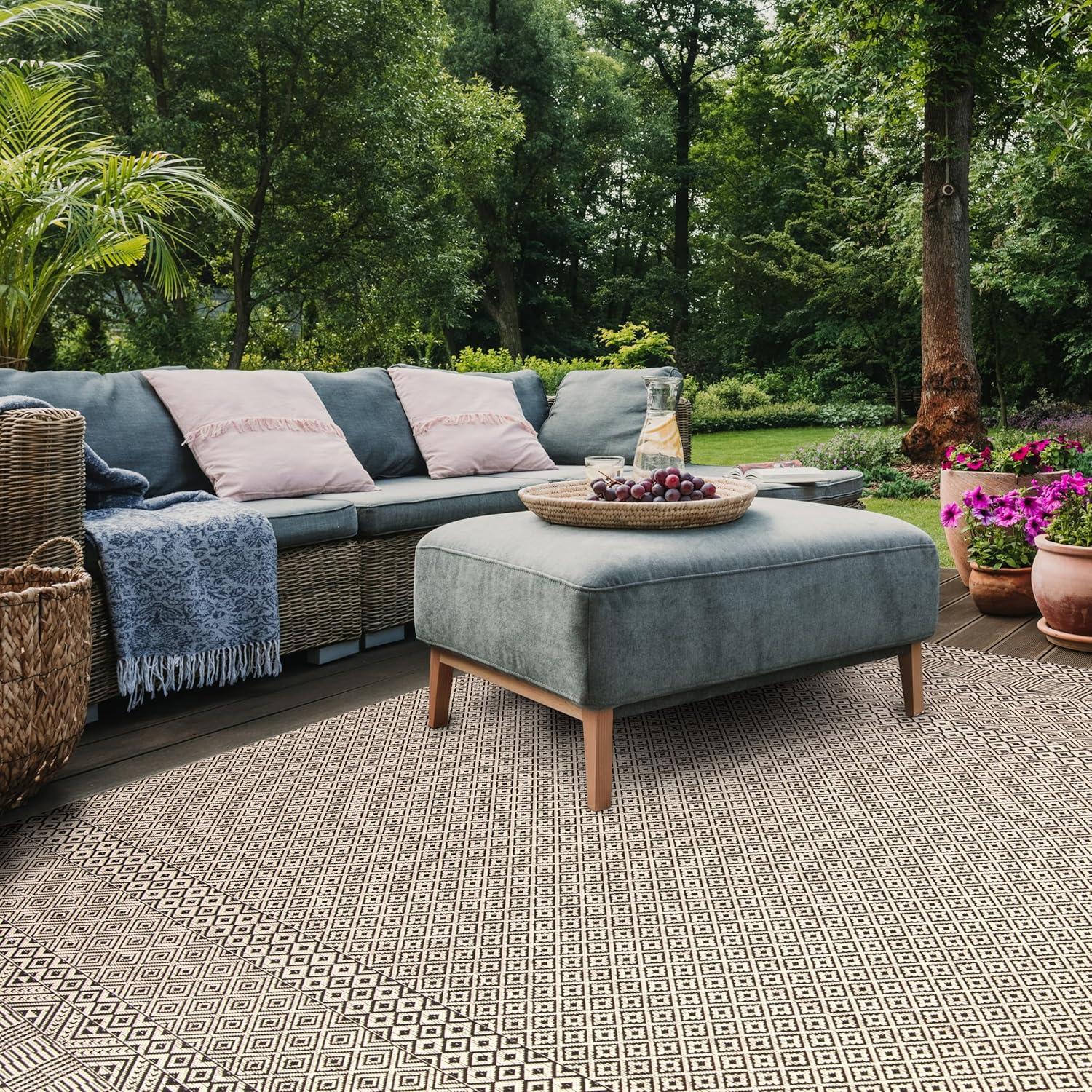 image:imageSAFAVIEH Washable Rug Outdoor Courtyard Collection 8 x 10 Beige amp Red NonShedding amp Easy Cleaning Ideal for Patio Backyard Mudroom DIning Space CY623523812BeigeBlack