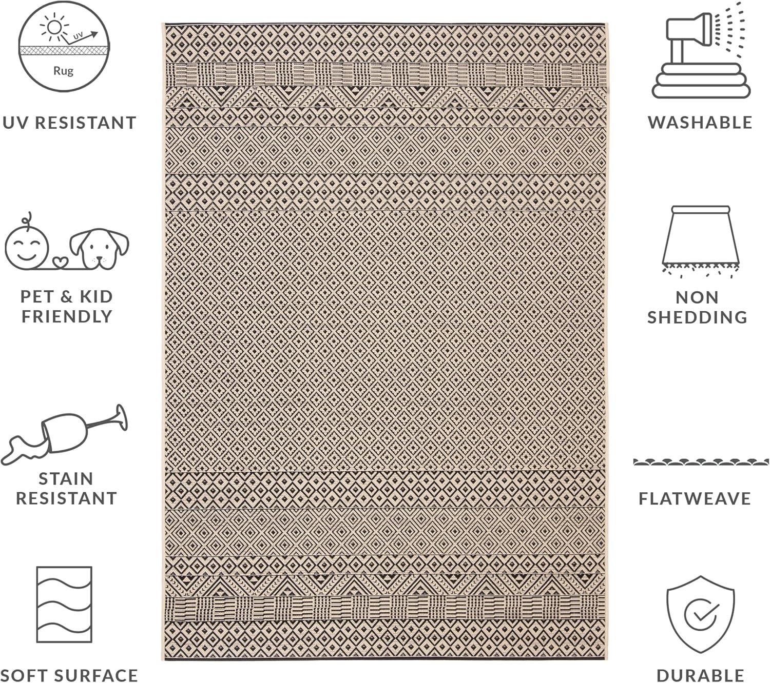 image:imageSAFAVIEH Washable Rug Outdoor Courtyard Collection 8 x 10 Beige amp Red NonShedding amp Easy Cleaning Ideal for Patio Backyard Mudroom DIning Space CY623523812BeigeBlack